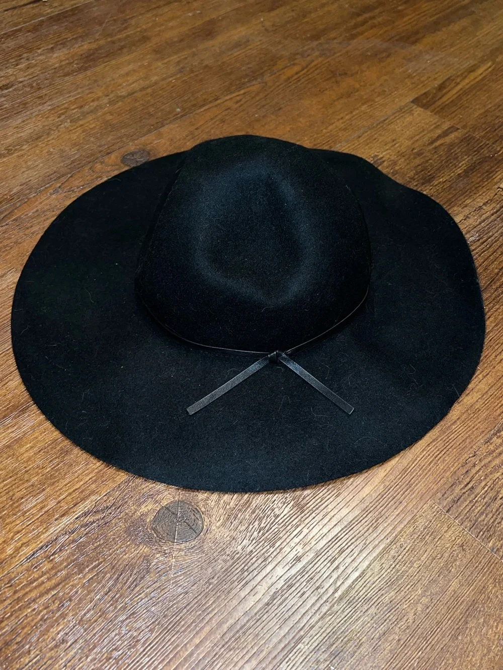 A New Day Black Boho Chic Wide Brim Floppy Felt Hat One Size